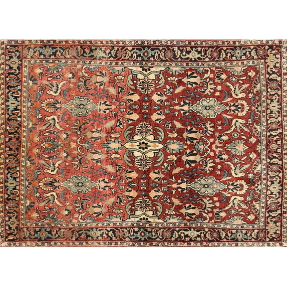 Ahgly Company Machine Washable Indoor Rectangle Traditional Tomato Red Area Rugs, 5' x 7'
