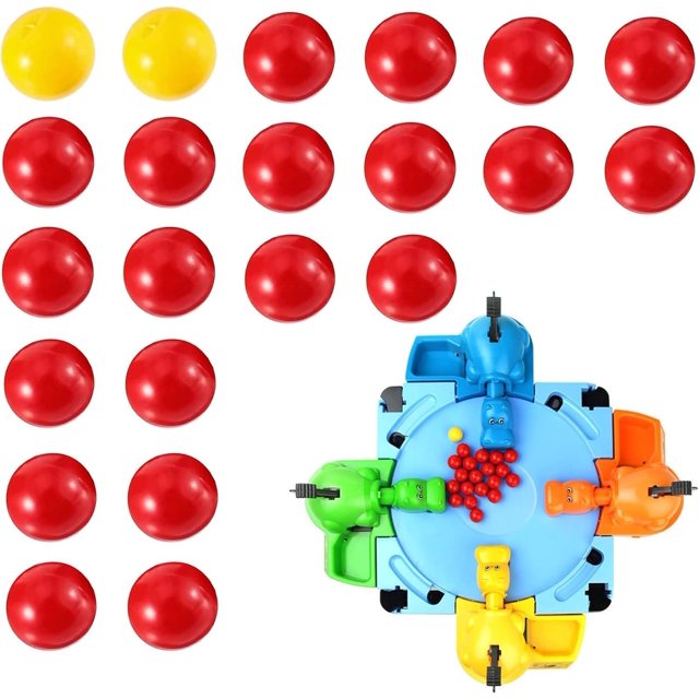 21 Pcs Game Replacement Balls - Plastic Marble Game Ball Compatible with Hungry Hippos, 19 Red Balls & 2 Yellow Balls - Great for Replacing Lost or Damaged Game Pieces