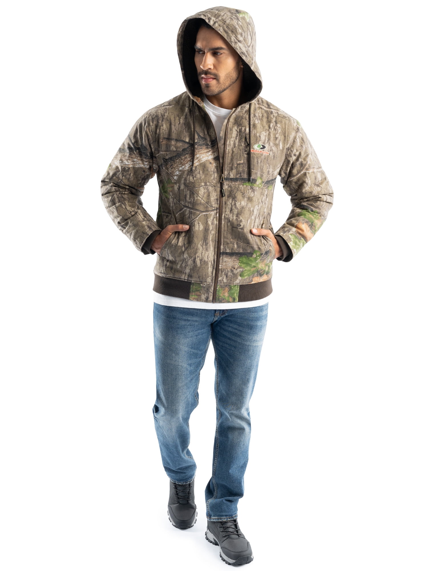 Mossy Oak Men's Sherpa Lined Bomber Jacket, Mossy Oak