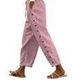 thumbnail image 2 of Blmnix Women Pants Pleated Cotton Pants Casual Pants Pajamas Pink Cropped Loose Womens Trousers,XXL, 2 of 8