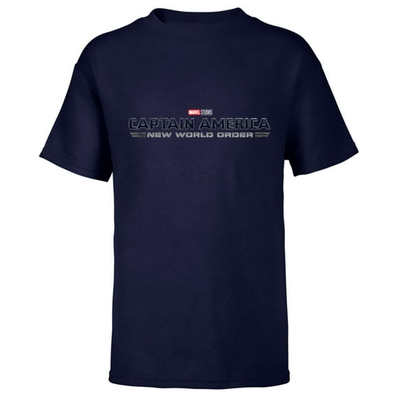Marvel Studios Captain America: New World Order Movie Logo - Short Sleeve T-Shirt for Kids - Customized-Navy
