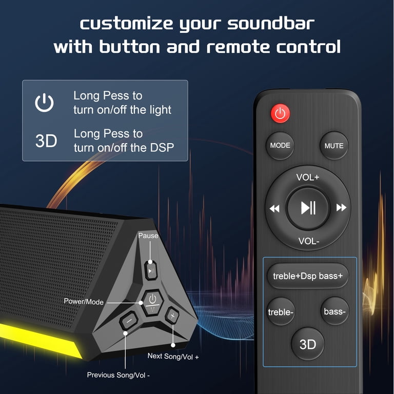 GCZ Soundbar, 120W Sound Bar for TV, 2.1 CH Soundbar with