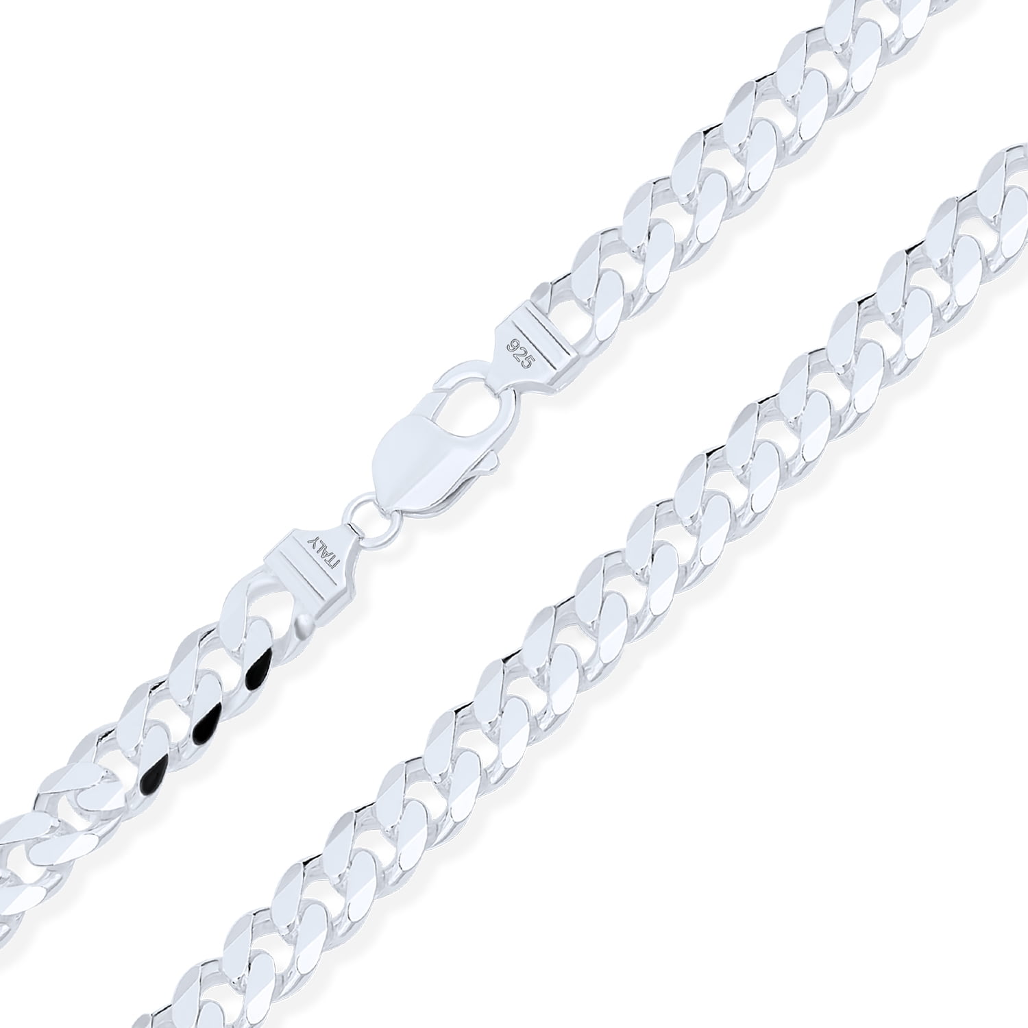 Diamond Cut & Plain Real Solid 925 Sterling Silver Two in One Figaro Chain 8.0mm 20 to 30