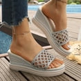 thumbnail image 3 of Women's Open Toe Mesh Platform Mules Slip On Breathable Beach Sandals Non Slip Walking Wedge Slides Shoes Silver Size 8.5, 3 of 8