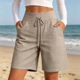 thumbnail image 2 of DHFJKG Linen Shorts For Women Lightweight High Waisted Relaxed Fit Wide Leg Casual Drawstring Summer Shorts, 2 of 6