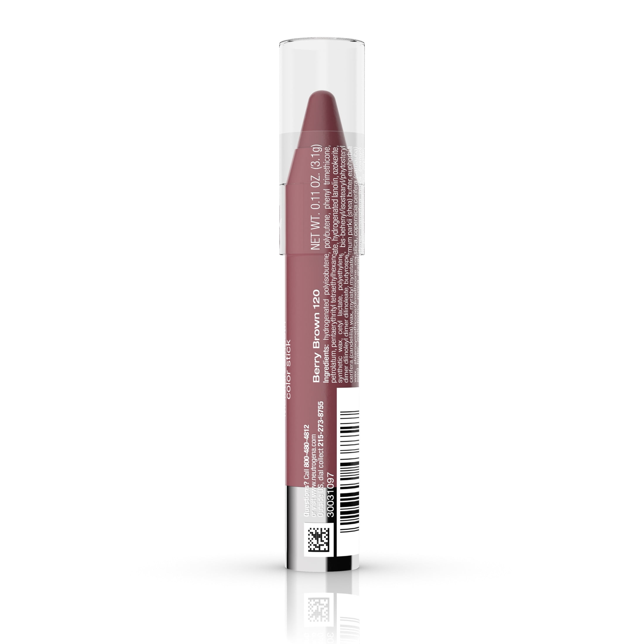 (2 pack) Neutrogena MoistureSmooth Color Stick Lipstick, Berry Brown,.011 oz