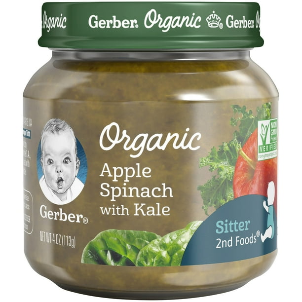 Gerber 2nd Foods Organic Apple Spinach Kale Baby Food, 4