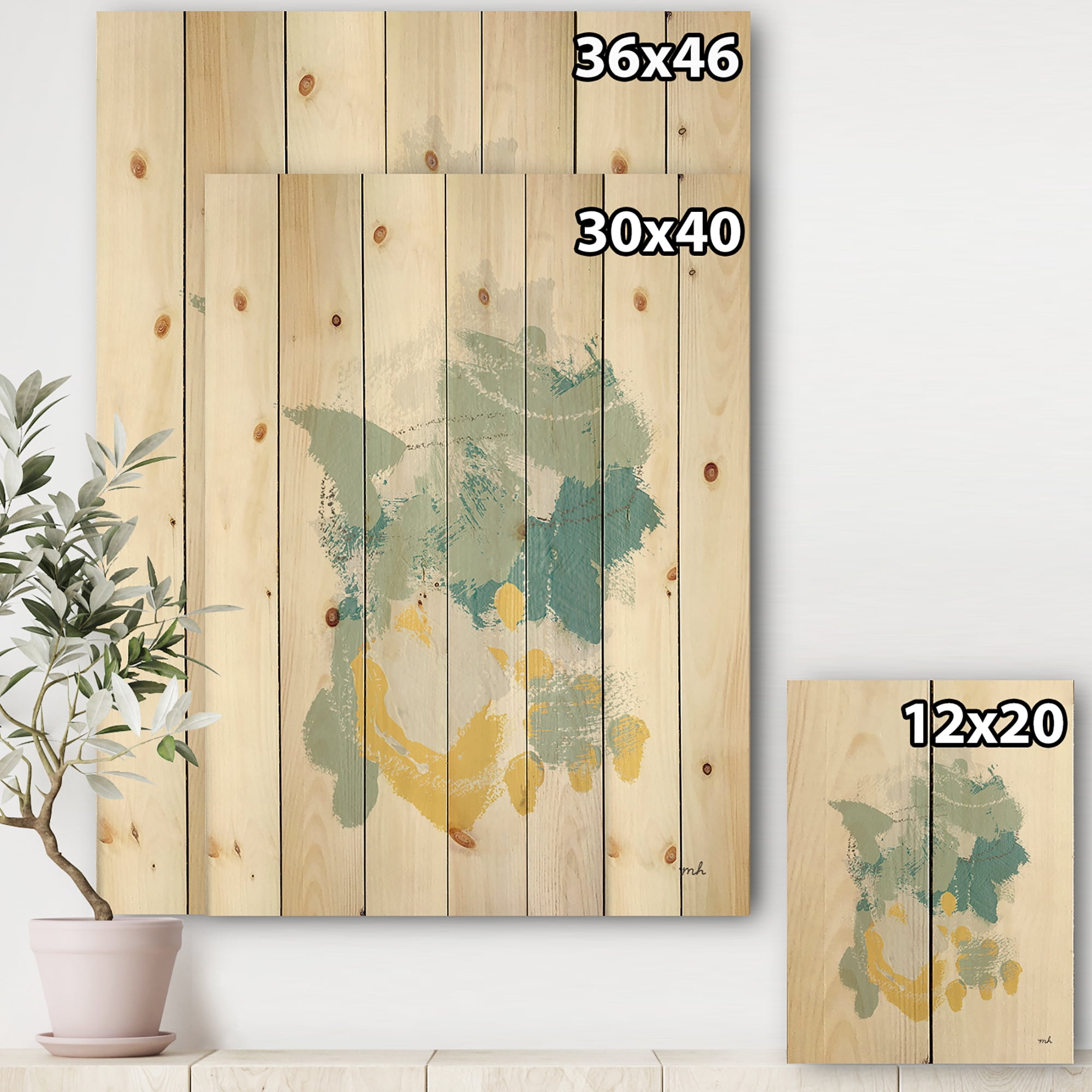 Designart 'Hopeful I' Modern Farmhouse Print on Natural Pine Wood
