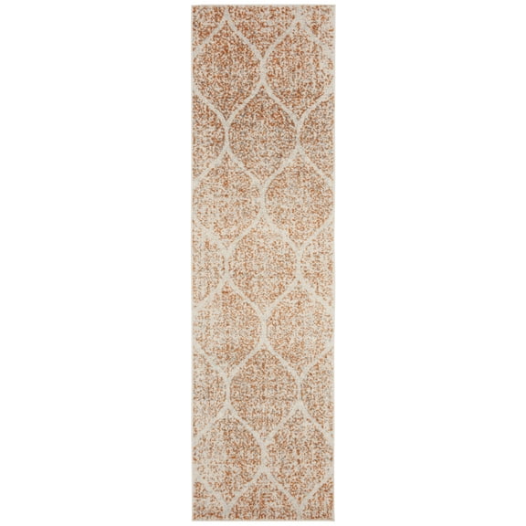SAFAVIEH Madison Leighton Geometric Runner Rug, Cream/Orange, 2'3" x 14'