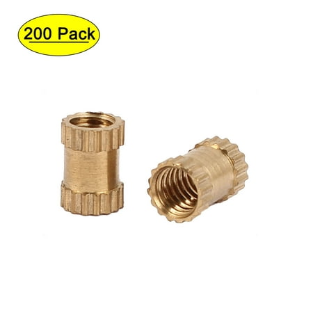

M4 x 7mm Brass Cylinder Injection Molding Knurled Insert Embedded Nuts 200PCS