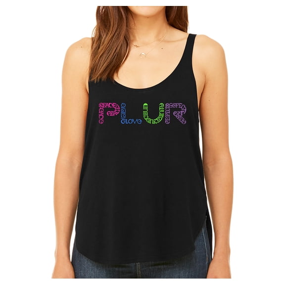 LA Pop Art Women's Premium Word Art Flowy Tank Top - PLUR