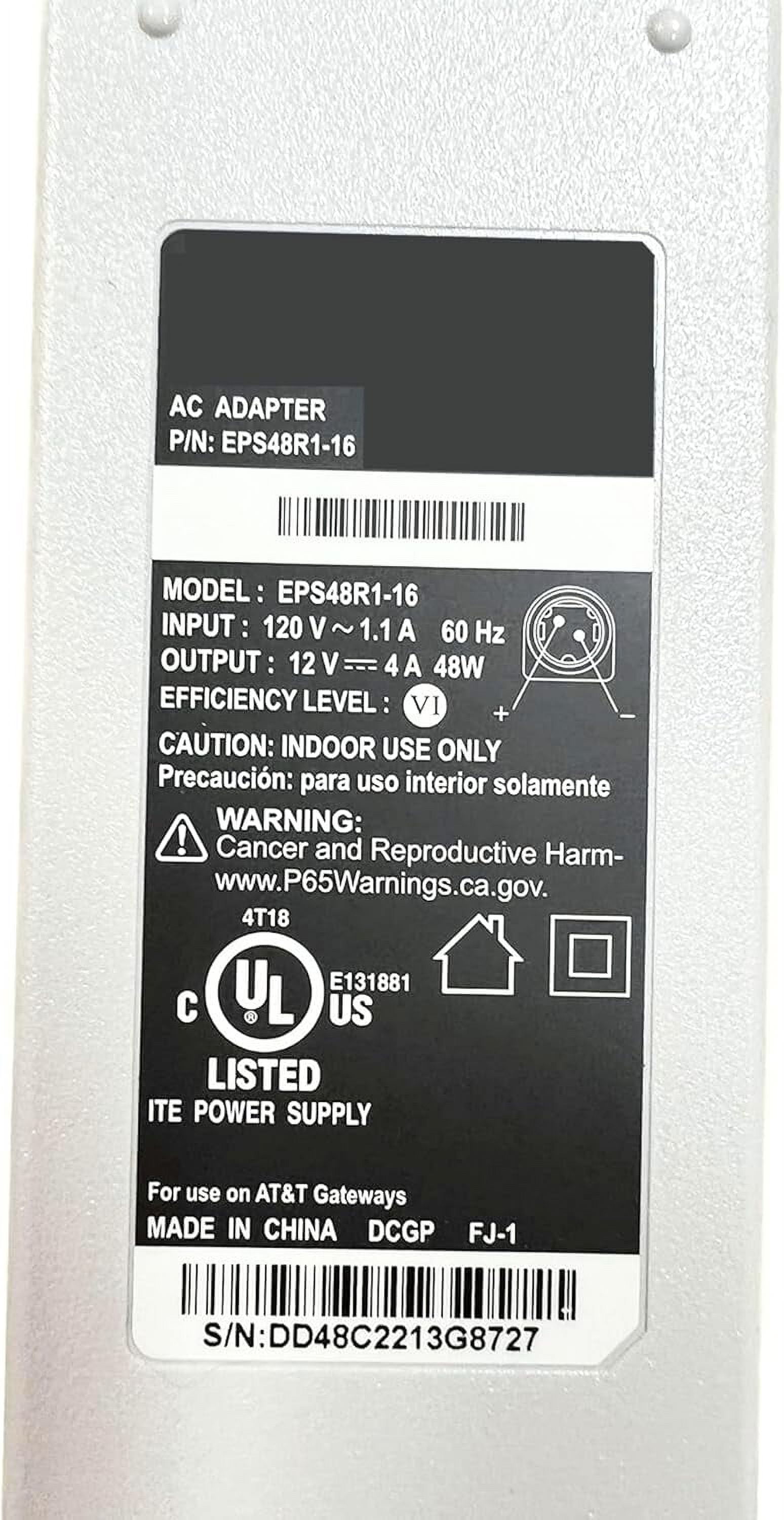 Buck DirecTV AT&T Model EPS48R0-16 / EPS48R1-16 Replacement AC Adapter for AT&T Fiber Modem BGW-320, Genuine Power Supply Unit with 12V-3.5A 48W Output for Compatible Devices