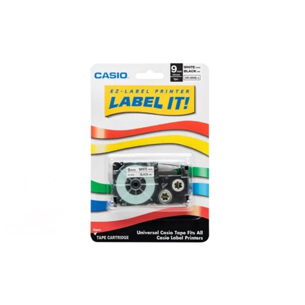 Casio 9mm EZLabel Black on White Tape