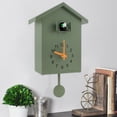 thumbnail image 1 of Cuckoo Wall Clock Sound Clock With Pendulum Minimalist Bird House Decor (green ), 1 of 11