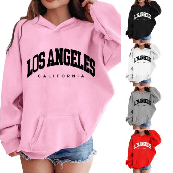 JAJAHO Hoodies For Girls California Shirt Los Angeles Oversized Long Sleeve Sweatshirt, Sizes 3-12Y