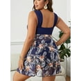 thumbnail image 3 of Plus size tight backless skirt style two-piece swimsuit printed swimsuit set, 3 of 7