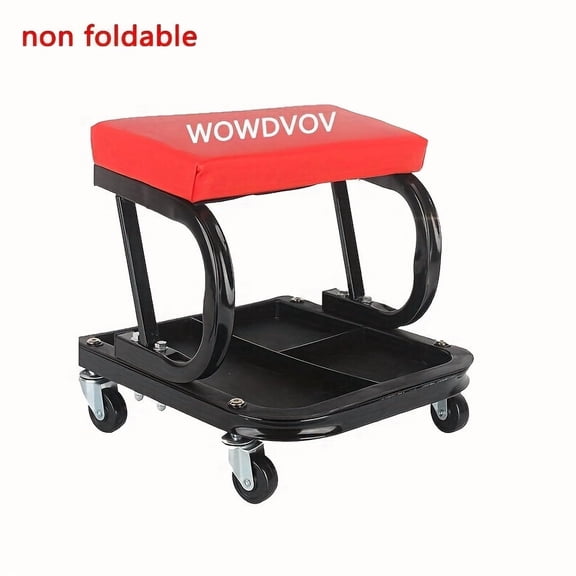 WOWDVOV 36 inch 2-in-1 Rolling Folding Car Creeper/Seat with Rollers, Foldable Garage, Adjustable Rolling Folding, with 6 Wheel Rollers, Lying Down, Tilting Backward, Underboard Car Repair