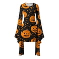 thumbnail image 4 of Fewfanhot Robes d'Halloween pour Femmes Décontractées à Col Rond avec Imprimés Effrayants et Style Asymétrique Robe à Enfiler Patchwork, 4 of 5