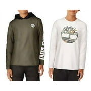 TIMBERLAND Boys' Crew Neck & Hooded Tops 2-Pack, White/Green 14/16