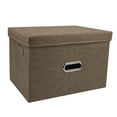 thumbnail image 6 of Collapsible Fabric Storage Bin With Handle Lid Foldable Box Linen Large Container Organizer For Home Clothes Storage, Coffee, 6 of 9
