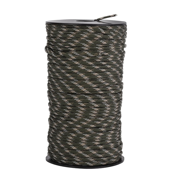 Cuerda de paracaídas de supervivencia para exteriores, 100 m, para rescate y senderismo (camuflaje forestal)