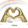 thumbnail image 2 of Gold Heart Hands Sculpture Decor, Resin Golden Modern Abstract Love Finger Statue, Gold Hand Model Decoration for Home Living Room Bedroom Bookshelf Shelves Wedding Office Desk Table - Gold, 2 of 5