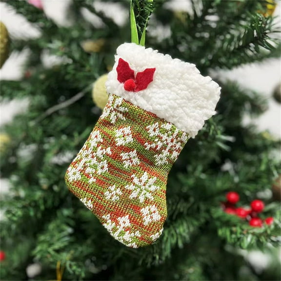 PPgejGEK Christmas Ornament Knitted Mini Christmas Stocking Christmas Tree Hanging Decoration Gift Bag Christmas Stocking Ornament for Decorating Holiday Party Tables