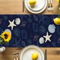 thumbnail image 4 of Burlap Table Runner 70 Inches Long, Marine Shell Starfish Conch Non-Slip Kitchen Table Runners for Dining Room Everyday Use Party Table Decorations Seamless Ocean Life Navy Blue, 4 of 9