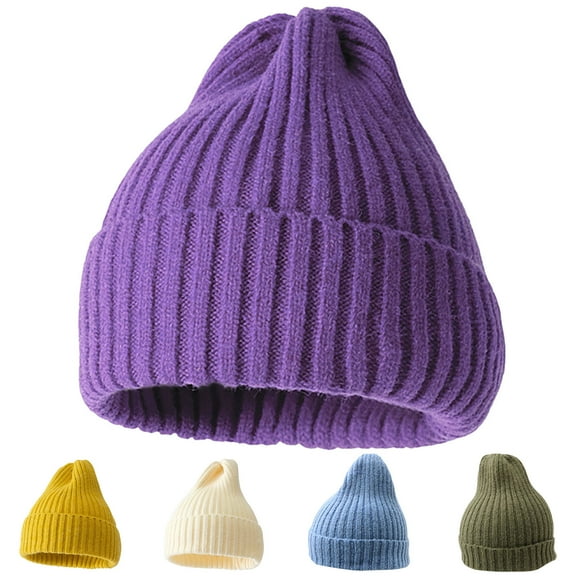 Dengjunhu Beanie Hat No Brim Crimping Elastic Comfortable Breathable Keep Warm Solid Color Women Winter Knitted Beanie Cap Wild Accessories