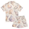 thumbnail image 2 of FORMRS Niños Short Sleeve Top and Pants Pajama Set Unisex Satin 2-Piece Sleepwear, Sizes 5-6Y, Orange Watercolor Seashells, 2 of 8