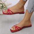 thumbnail image 5 of HomeDM Women's Slide Sandals Square Open Toe Flat Strappy Sandals Summer Slip On Beach Vacation Slides, Hot Pink Size 7.5, 5 of 8