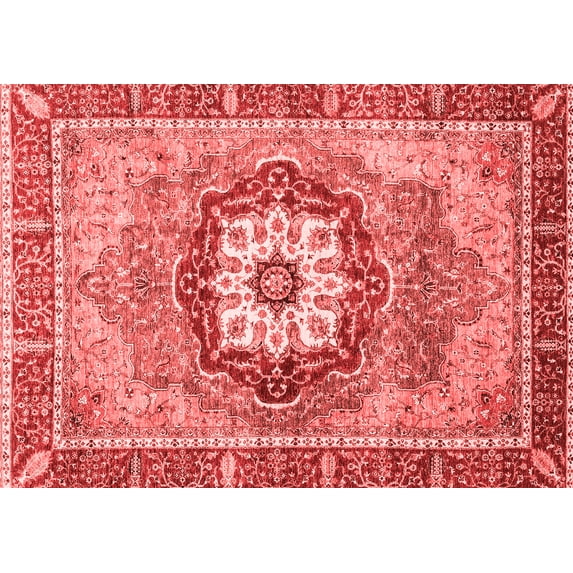 Ahgly Company Machine Washable Indoor Rectangle Abstract Red Modern Area Rugs, 7' x 10'