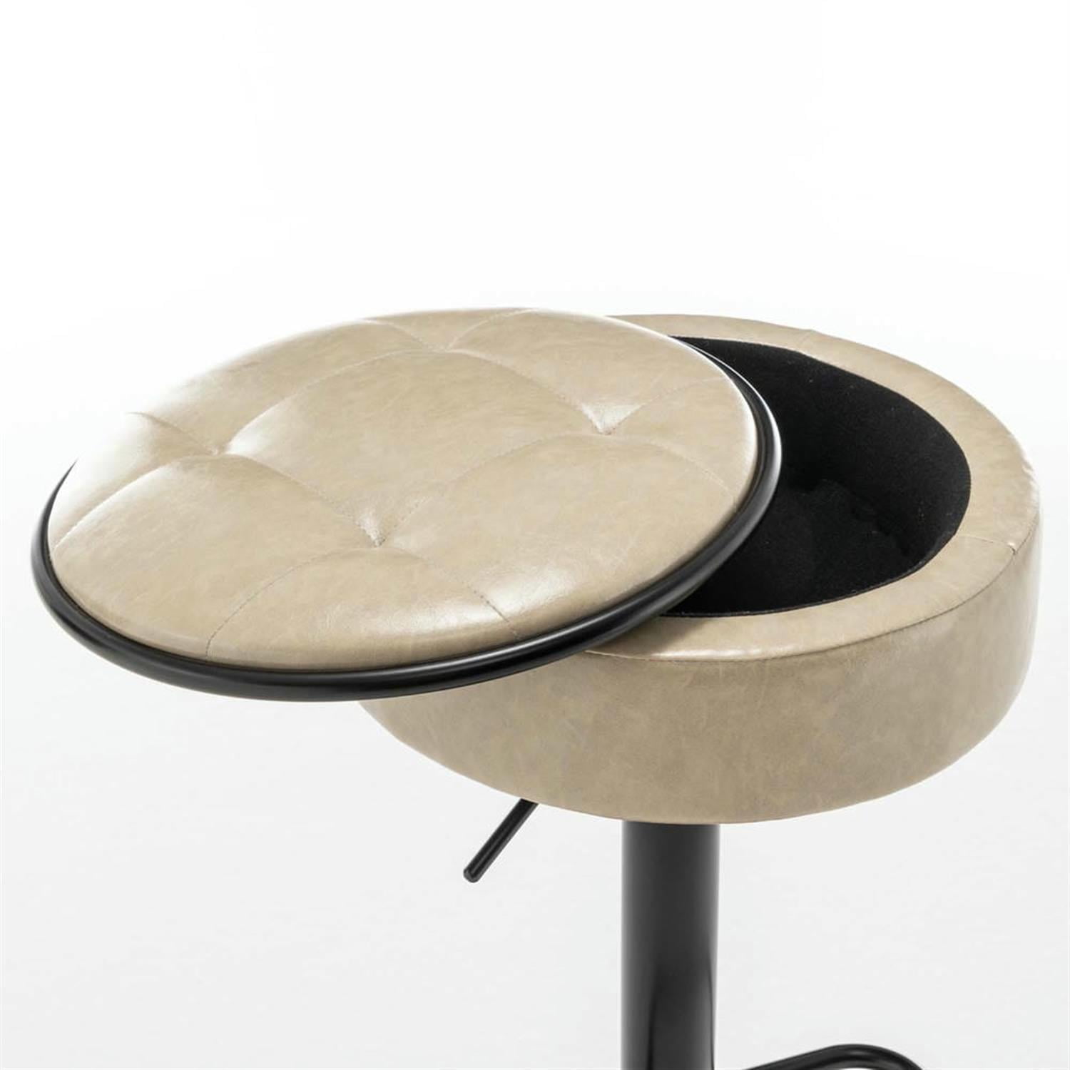 Demi Bonn 28" Adjustable Counter Height Bar Stools Set of 2, Faux Leather Swivel Barstools, Kitchen Island Countertop Chairs for Dining Room, Beige