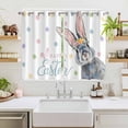 thumbnail image 2 of Happy Easter Kitchen Curtains Window Panels, Spring Rabbits Polka Dots Watercolor Insulated Window Treatment Curtain, Grommet Curtains for Bedroom/Living Room/Bathroom, 2 Piece 52"Wx72"L, 2 of 8