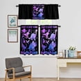 thumbnail image 4 of Kitchen Window Curtains Valance and Tier Set, Dinosaurs Purple Dinosaurs on Black Rod Pocket Tier Curtain Valance Set, Abstract Art Light Filtering Cafe Curtains for Bedroom Living Room, 4 of 9
