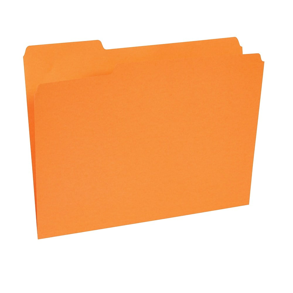 Staples TopTab File Folders 3Tab Letter Size Orange 100/Box (433680