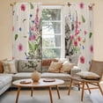 thumbnail image 2 of Pink Flowers Yak Kitchen Curtain for Berdoom Living Room Cafe 72 Inch Length, Spring Floral Butterflies Rustic Tiers Curtains Light Filtering Drapes Rod Pocket Window Treatment 2 Panels 52"Wx72"L, 2 of 8
