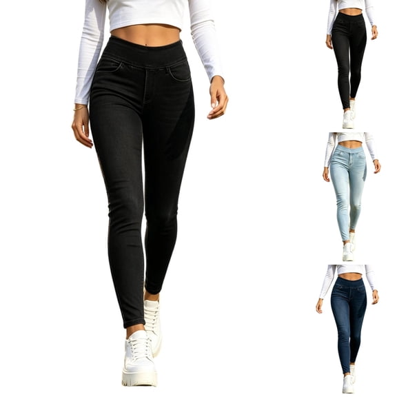 Levmjia Women High Waisted Skinny Jeans Slim Fit Stretch Denim Pants Four Pocket Butt Lifting Tummy Control Casual Ankle Length Jeggings for Women