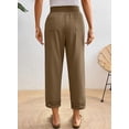 thumbnail image 3 of DOKOTOO Womens Casual Crochet Lace Pants Drawstring Elastic Waist Cropped Pants Lightweight Straight Leg Trousers with Pockets, 3 of 8