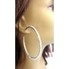Large Crystal Hoop Earrings 2 75 inch Silver Rhodium Plated Rhinestone Hoops