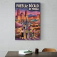 thumbnail image 6 of Evening Market Wall Art Zocalo De Puebla Mexico Retro Travel Poster Historic Plaza Colonial Buildings Canvas Poster, 6 of 8