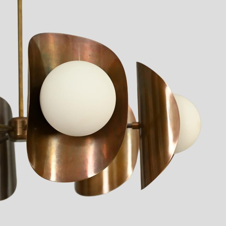 6 Light Modern Ceiling Pendant Light Lamp antique brass Modern Statement sputnik Chandelier Handmade Brass Light Fixture
