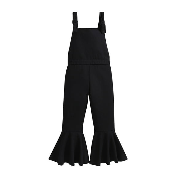Kids Girls Bell Bottoms Romper Sleeveless Jumpsuit Solid Color Overalls Pants Toddler Fall Clothes