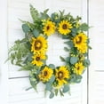 thumbnail image 5 of Morttic 18”Artificial Sunflower Spring Wreath Rustic Farmhouse Decorative Floral Wreath for Front Door Window Wedding Outdoor Wreath, Yellow, 5 of 8