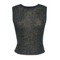 thumbnail image 4 of MIXUE Tank Top for Women Summer Knitted Solid Color Mesh Hollow Round Neck Sleeveless Sexy Fashion Party Club Camisole Vest Beachwear,Black,L, 4 of 4