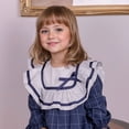 thumbnail image 3 of Toddler Girls Vintage Plaid Dress Soft Cotton Princess Ruffle Dress with Bow Long Sleeve Fall Heirloom Outfit, 3 of 5