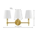 thumbnail image 3 of SAFAVIEH Davielle 3-Light LED Brass Gold Metal Wall Sconce with White Shade, 3 of 8