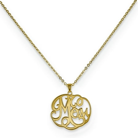 14k Yellow Gold Script Mom Pendant Charm Necklace Chain Fine Jewelry For Women Gift Set