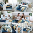 thumbnail image 5 of Abstract Graffiti Art Duvet Cover Set Queen Size, Gold Blue Blend Design 4 Piece Soft Microfiber Bedding Set with 1 Duvet Cover, 1 Flat Sheet, 2 Pillowcases, 5 of 9