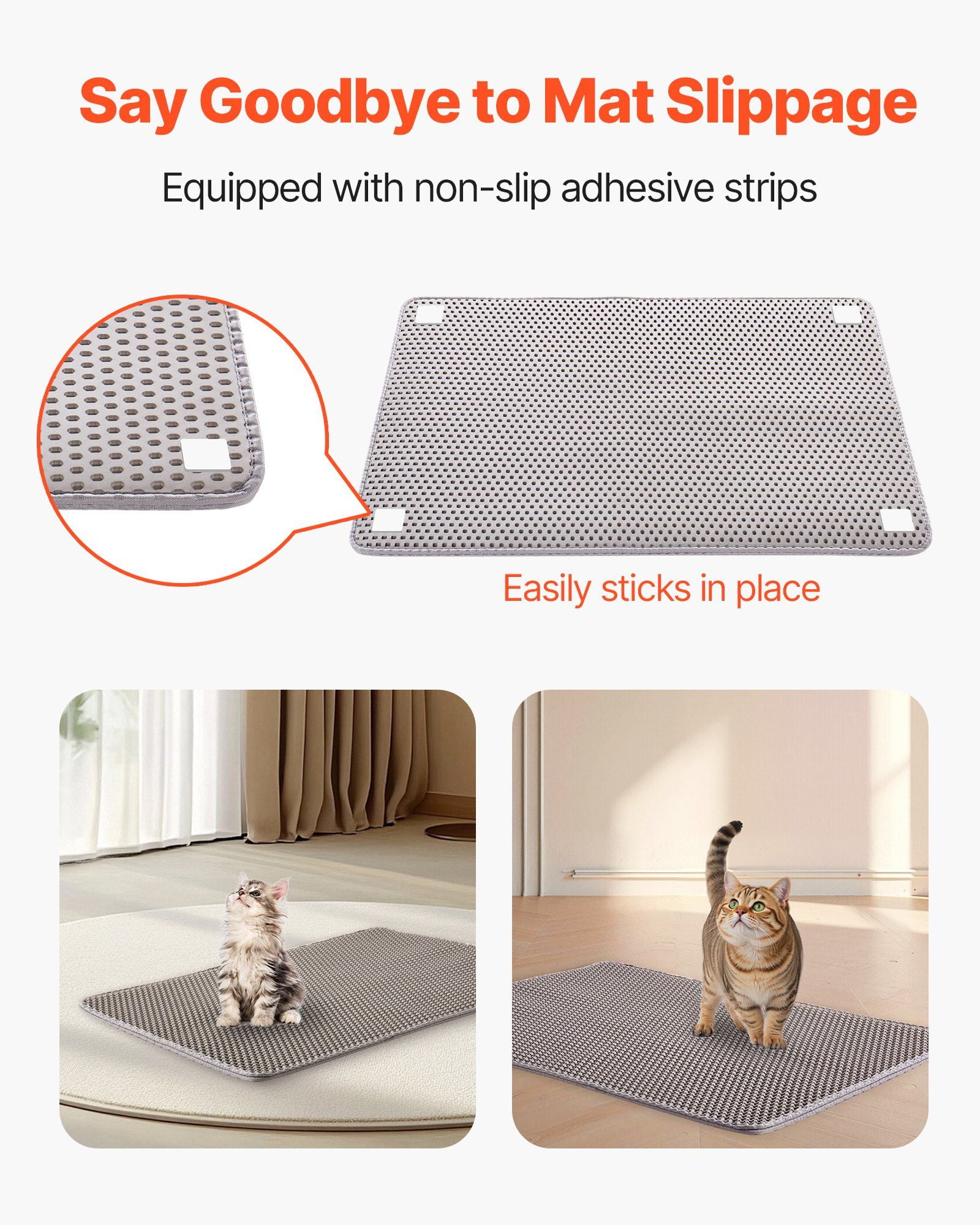 Honeycomb Litter Trapper Mat, 30" x 24", Double Layer Design for Trapping Cat Litter, Waterproof and Non-Slip Base